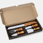 Brinde Kit Para Queijo E Faca Para Pão Em Inox / Bambu - 5 Pçs
